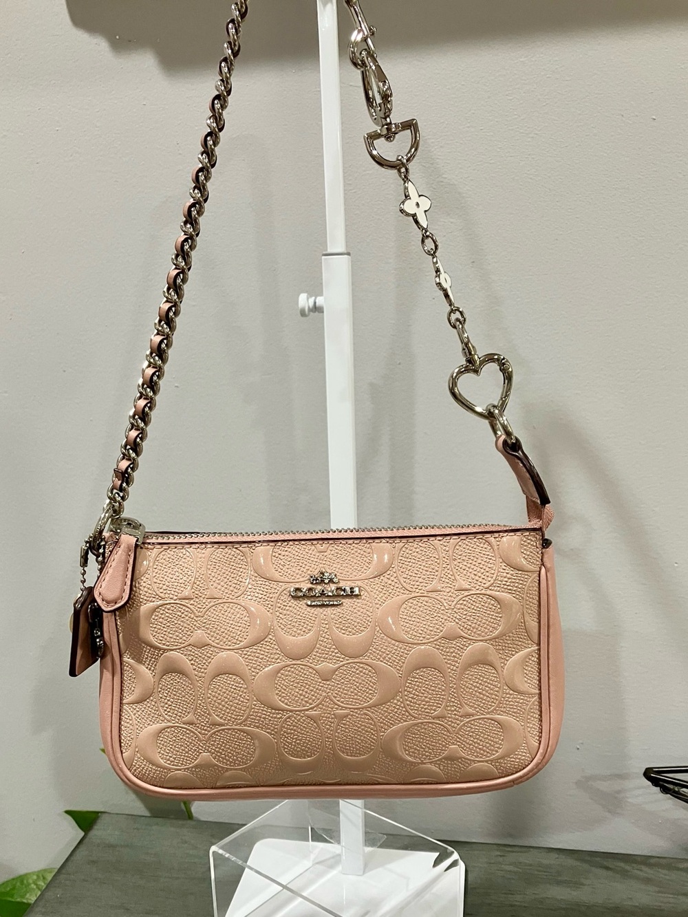 Coach Nolita in Signature Embossed Patent Leather in a pink/blush shade - Picture 2 of 11